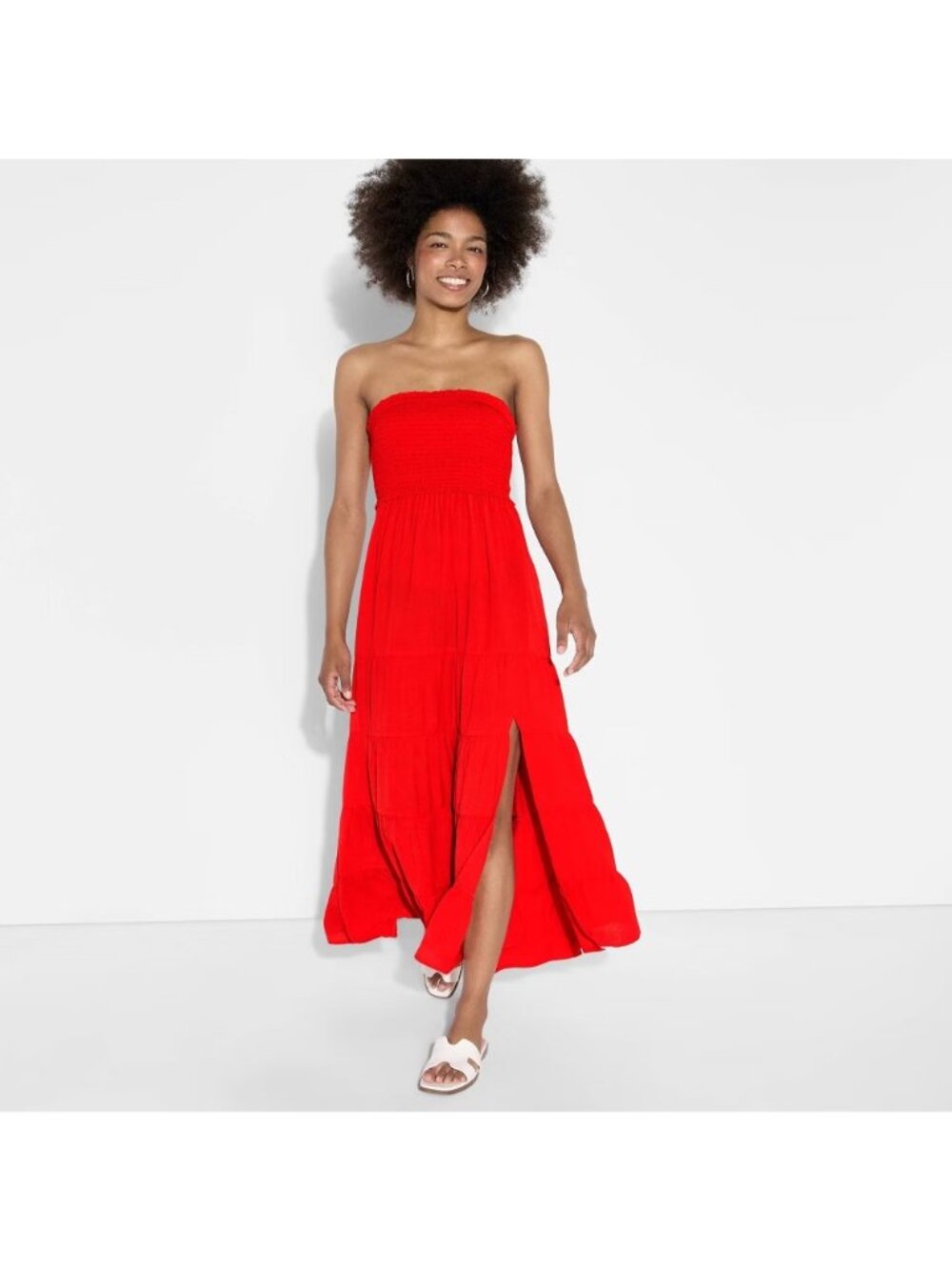 Wild Fable Dress Womens Size XXS Red Smocked Tiered A Line Sleeveless